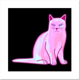 Pastel Pink Cat Posters and Art